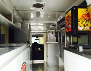Interior of food truck.